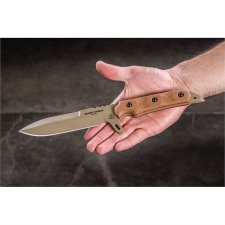 TOPS MS01 Missile Strike Fixed Blade Knife with Coyote Brown Canvas Micarta Handle