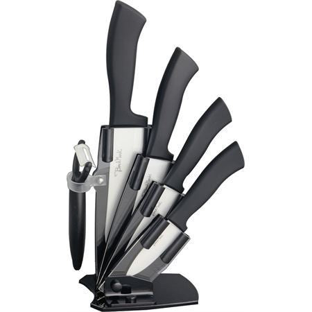 Benchmark 061 Ceramic Kitchen Knife Set with Black Contoured Rubber Handle