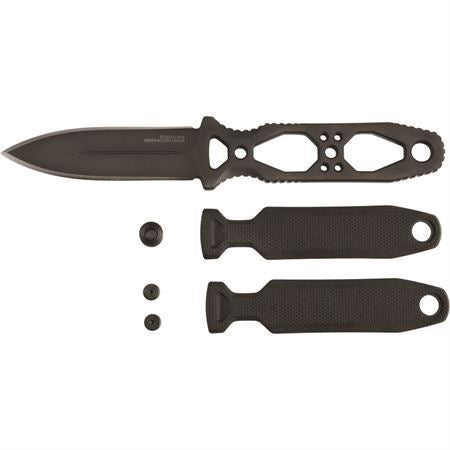 SOG 17610357 Pentagon FX Covert Black Fixed Blade Knife Black Handles