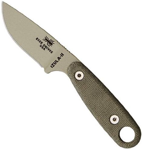 ESEE Knives Izula II Neck Knife WIth Kit Micarta Handle Tan Plain Edge IZULA-II-DT