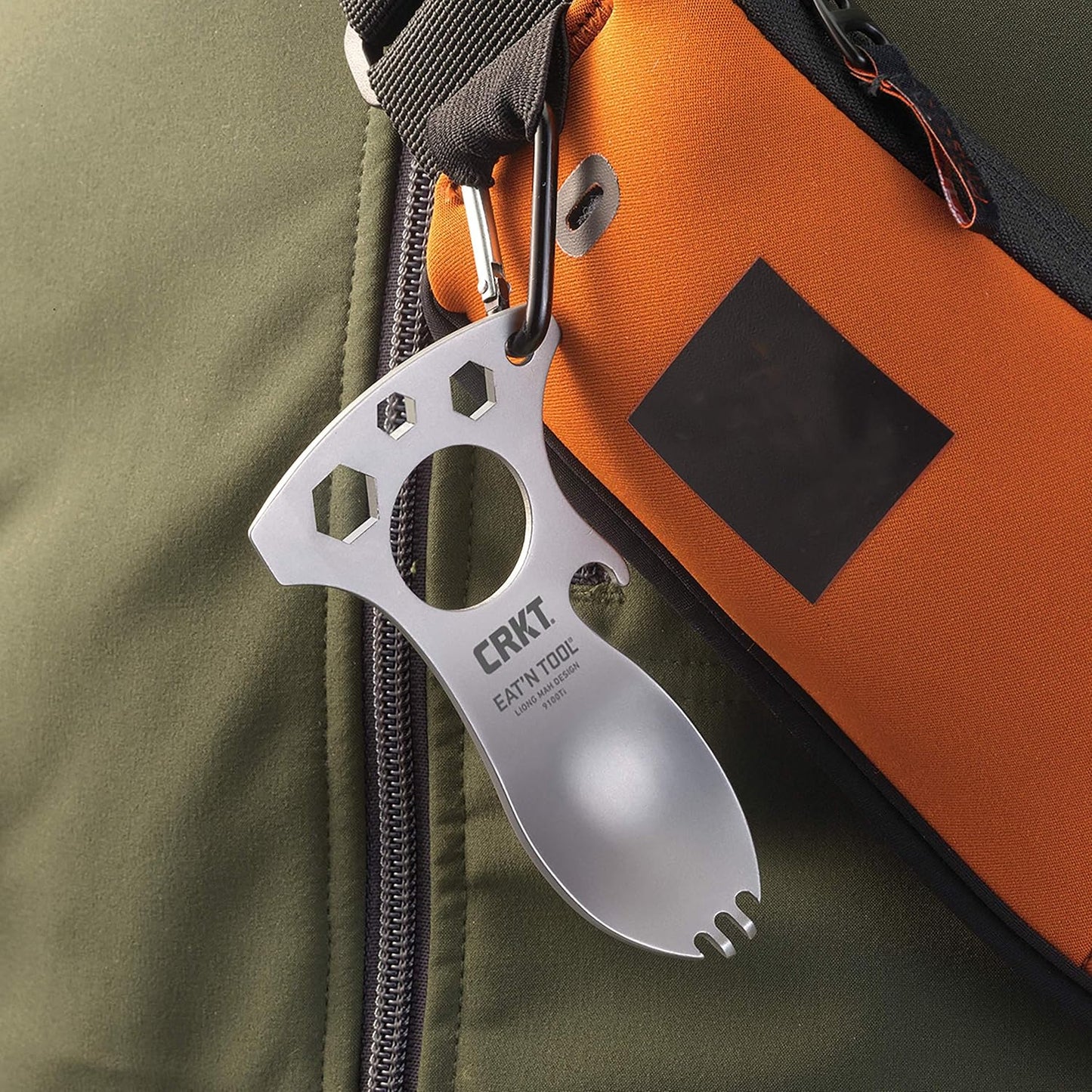 CRKT Eat'N Tool Outdoor Spork Multitool: Durable and Lightweight, for Camping, Hiking, Backpacking and Outdoors Activities, Titanium, Silver 9100TI