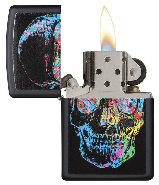 Artistic Colorful skull Black Matte Windproof Lighter – Zippo UK - Shop now at mjoutdoorsgear UK