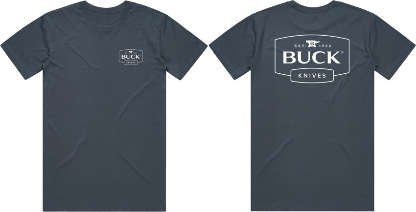 Buck Logo T-Shirt Petro Blue Lg 13879 by Buck