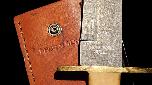 Bear & Son - FIXED - 9" - Clip Point - Damascus Steel - White Smooth Bone - Blade Guard - WSB02D : Hunting Fixed Blade Knives : Sports & Outdoors