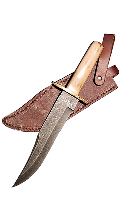 Bear & Son - FIXED - 9" - Clip Point - Damascus Steel - White Smooth Bone - Blade Guard - WSB02D : Hunting Fixed Blade Knives : Sports & Outdoors