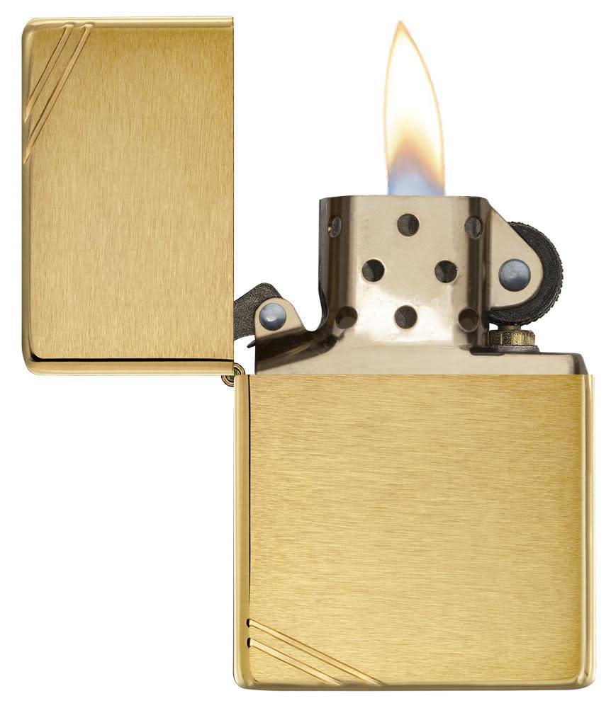 Zippo Vintage w/ Slashes Brushed Brass Lighter