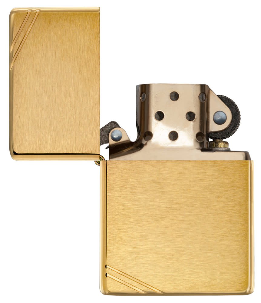 Zippo Vintage w/ Slashes Brushed Brass Lighter