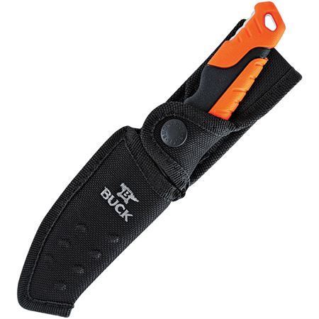 Buck 658 Small Pursuit Pro Fixed Blade Knife – S35VN Stainless Steel Drop Point, Orange GRN, Rubber Handle, Polyester Sheath