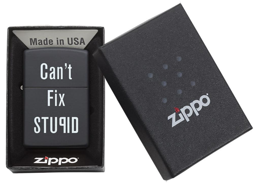 Buy Zippo UK Can't Fix Stupid Black Matte Windproof Lighter at Mjoutdorsgear