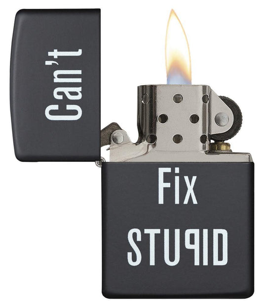 Buy Zippo UK Can't Fix Stupid Black Matte Windproof Lighter  at Mjoutdorsgear