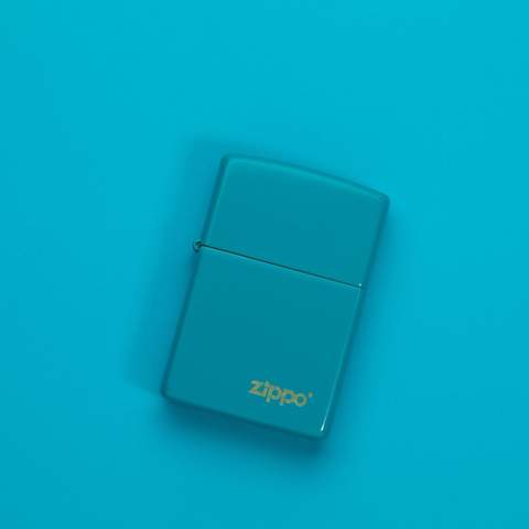 Classic Flat Turquoise Zippo Logo Basic Models Lighters - Made in USA - Shop now at Mjoutdoorsgear UK