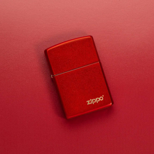 Zippo Classic Metallic Red Zippo Logo Windproof Lighter - Made in USA - Shop now at Mjoutdoorsgear UK