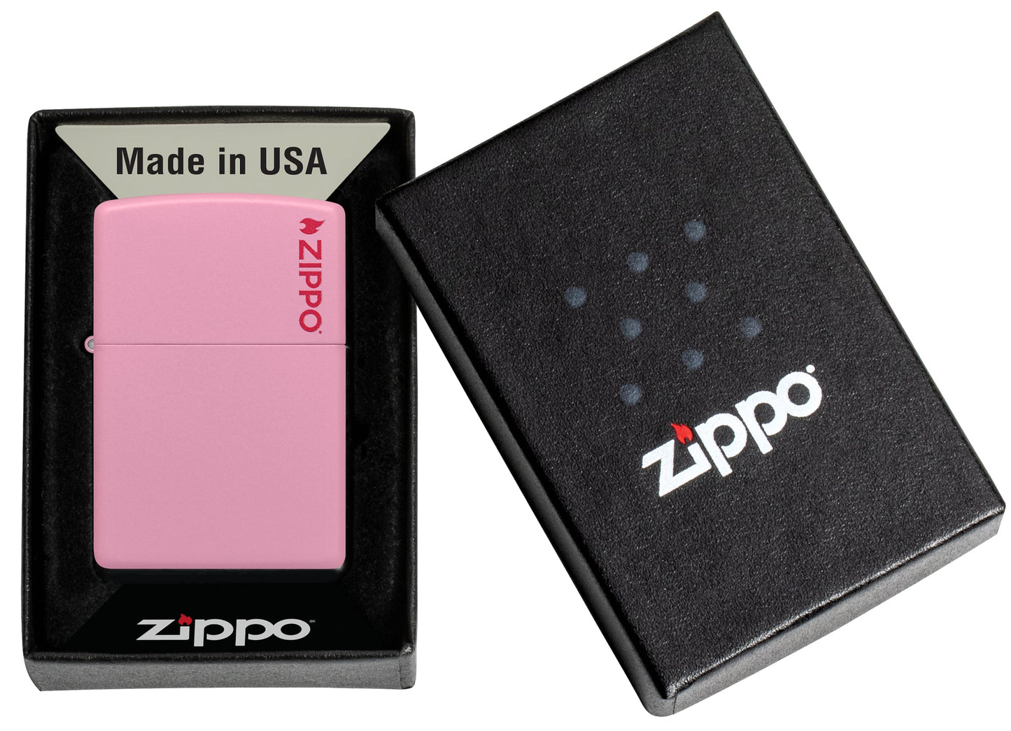Zippo Classic Pink Matte Zippo Logo Windproof Lighter – Made in USA - Shop now at Mjoutdoorsgear UK