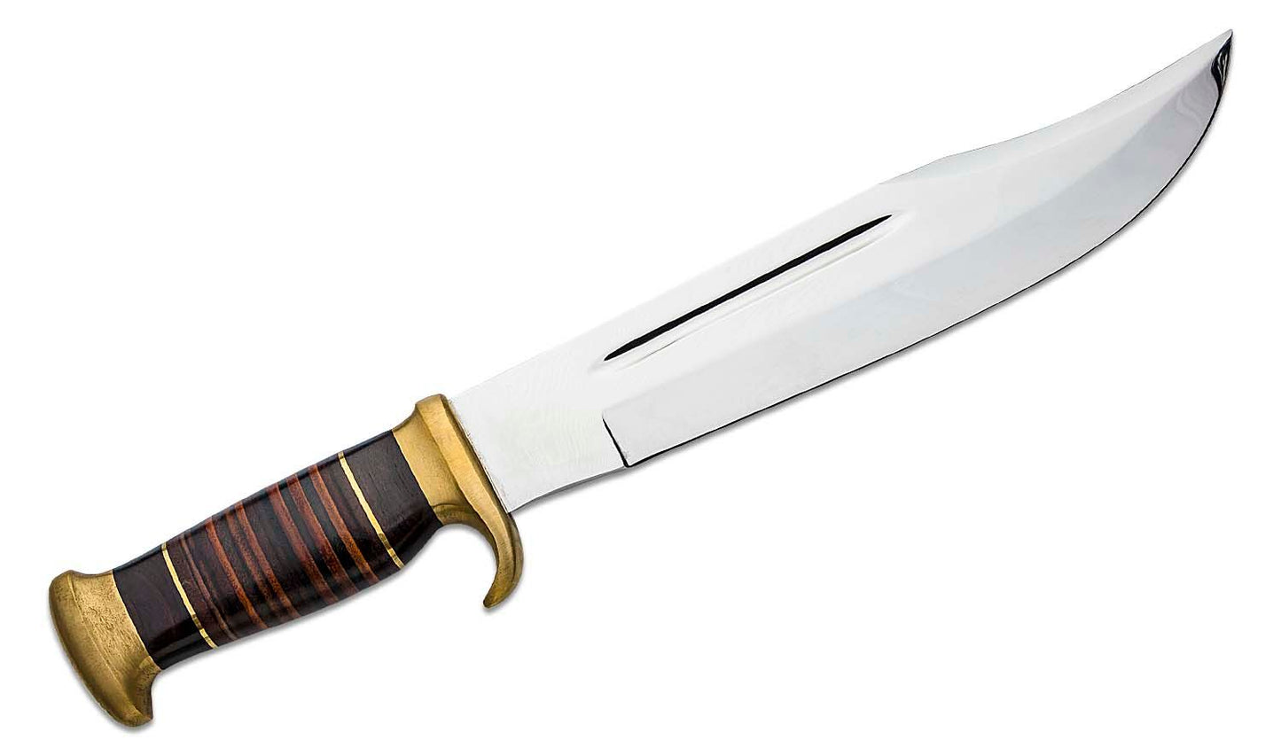 Down Under Knives The Outback Hunting Bowie Knife 11" Polished Blade, Leather Handle - DUKCD