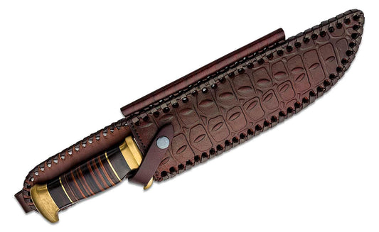 Down Under Knives The Outback Hunting Bowie Knife 11" Polished Blade, Leather Handle - DUKCD