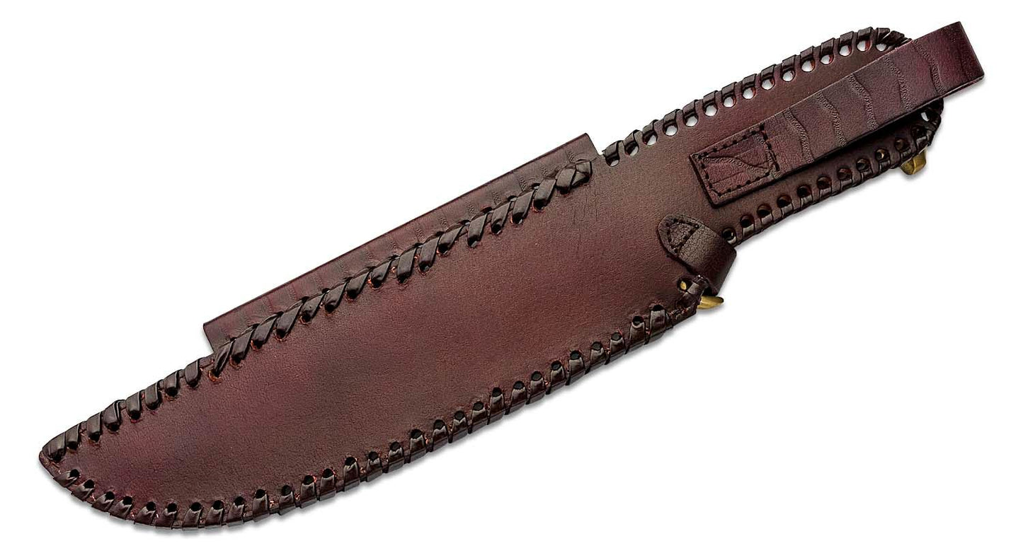 Down Under Knives The Outback Hunting Bowie Knife 11" Polished Blade, Leather Handle - DUKCD
