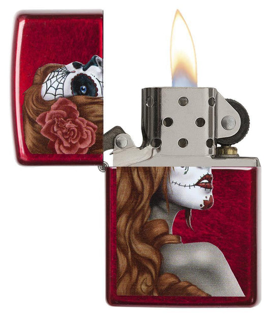 Day of the Dead Girl Candy Apple Red Windproof Lighter – Zippo UK