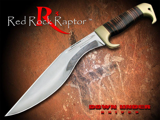 Down Under Knives Red Rock Raptor 10-1/4" Polished Kukri Blade, Leather Handle - DUKRRR
