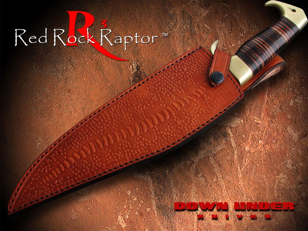 Down Under Knives Red Rock Raptor 10-1/4" Polished Kukri Blade, Leather Handle - DUKRRR