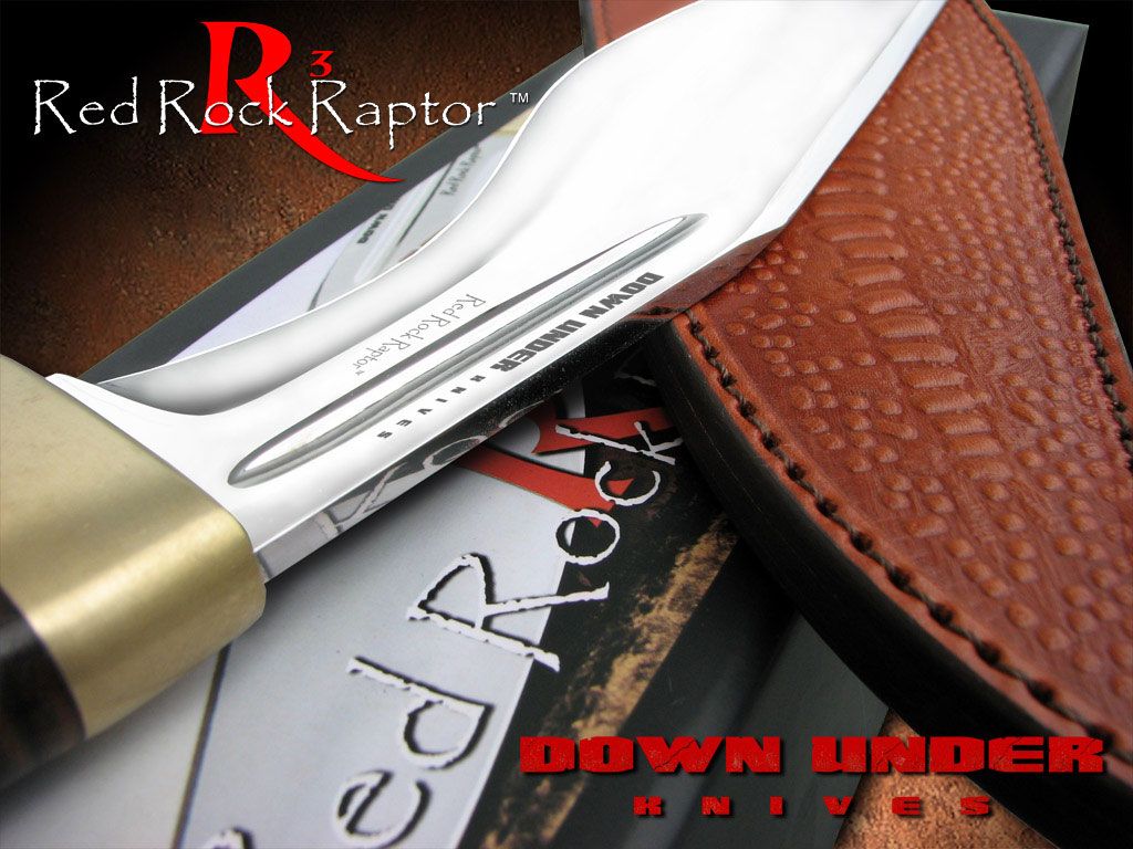 Down Under Knives Red Rock Raptor 10-1/4" Polished Kukri Blade, Leather Handle - DUKRRR