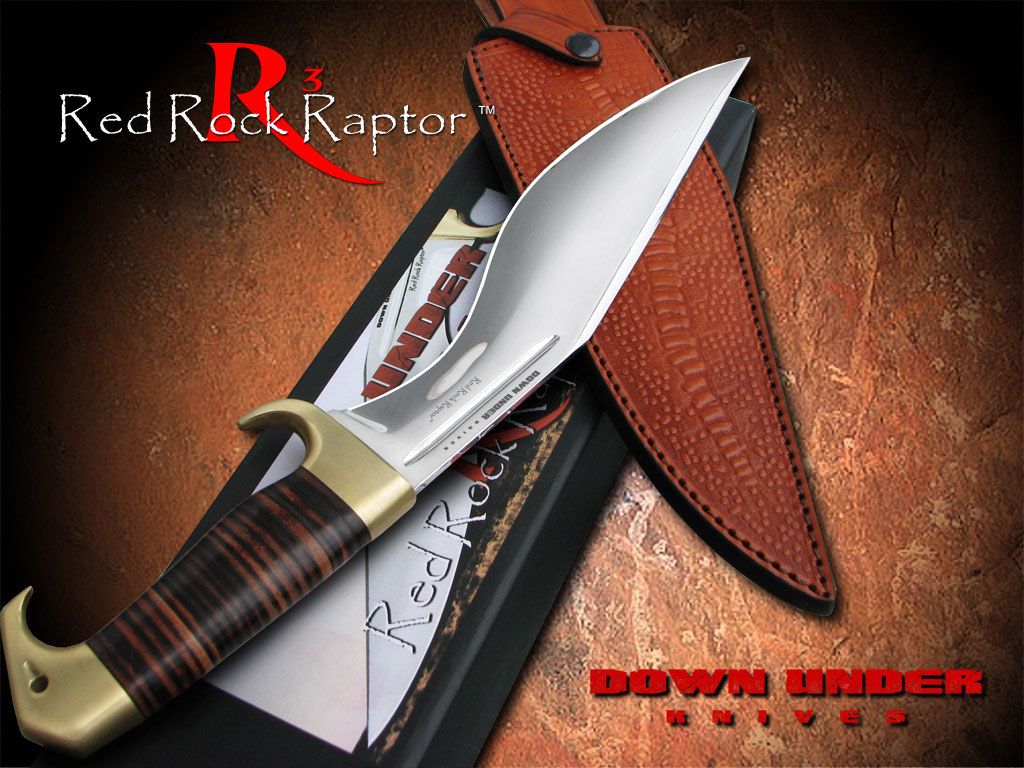 Down Under Knives Red Rock Raptor 10-1/4" Polished Kukri Blade, Leather Handle - DUKRRR