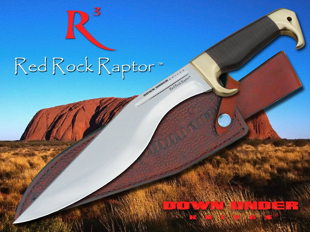 Down Under Knives Red Rock Raptor 10-1/4" Polished Kukri Blade, Leather Handle - DUKRRR