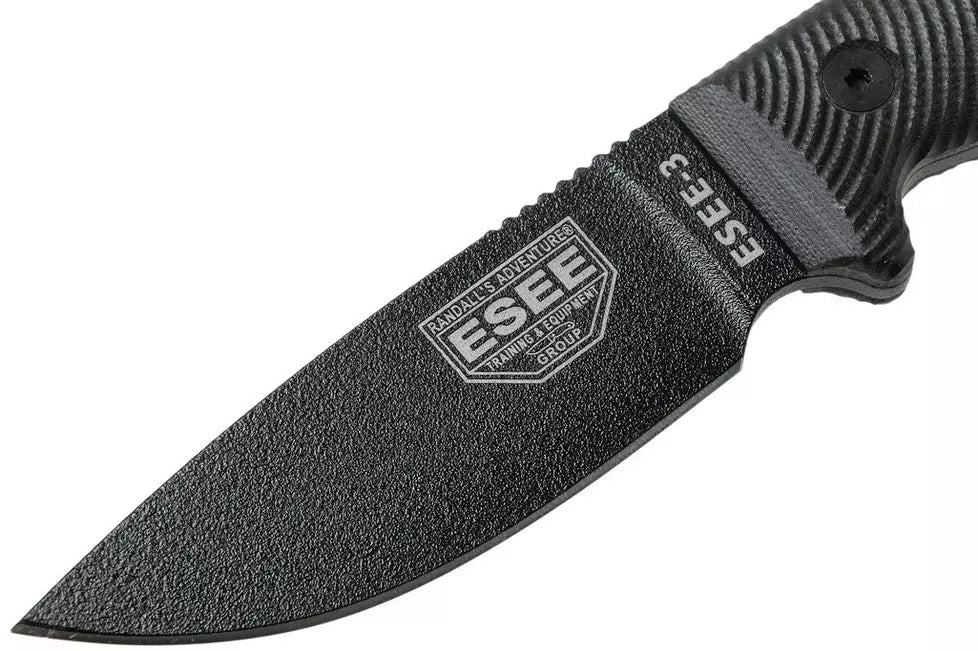 ESEE Knives ESEE-3PMB-001 Fixed Blade Knife Black G-10 (3.88" Black)