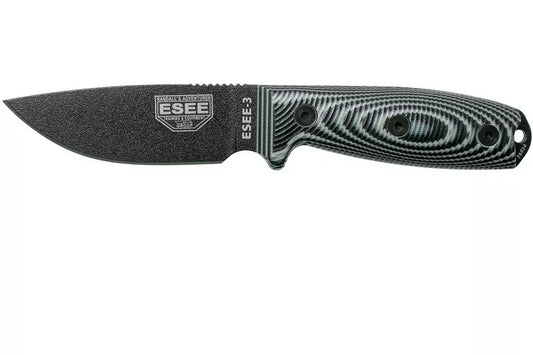 ESEE Model 3 Black Blade 3D Grey-Black G10 survival knife