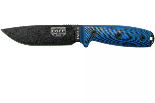 ESEE Model 4 Black Blade 3D Blue-Black G10 survival knife 4PB-008 black sheath