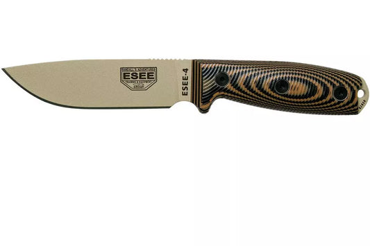 ESEE Model 4 Desert Tan Blade 3D Coyote-Black G10 survival knife