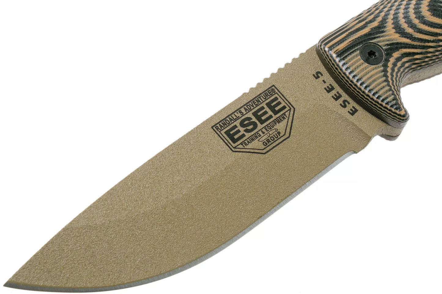 ESEE Model 5 Dark Earth Blade 3D Coyote-Black G10 survival knife 5PDE-005 kydex sheath + clip plate