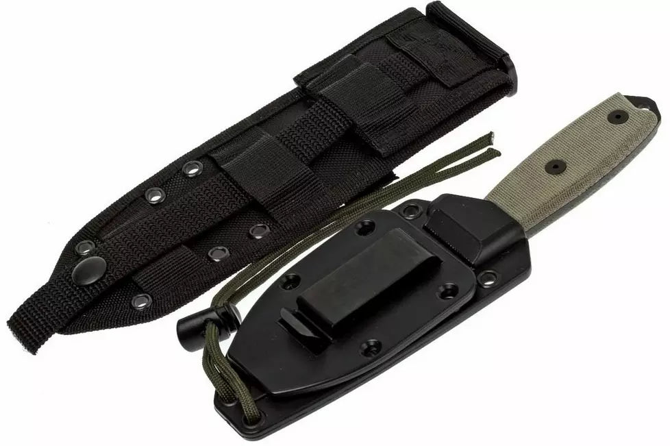 ESEE Knives ESEE-3MIL-S Knife Green Sheath & MOLLE Back (3.88" Black Serr)