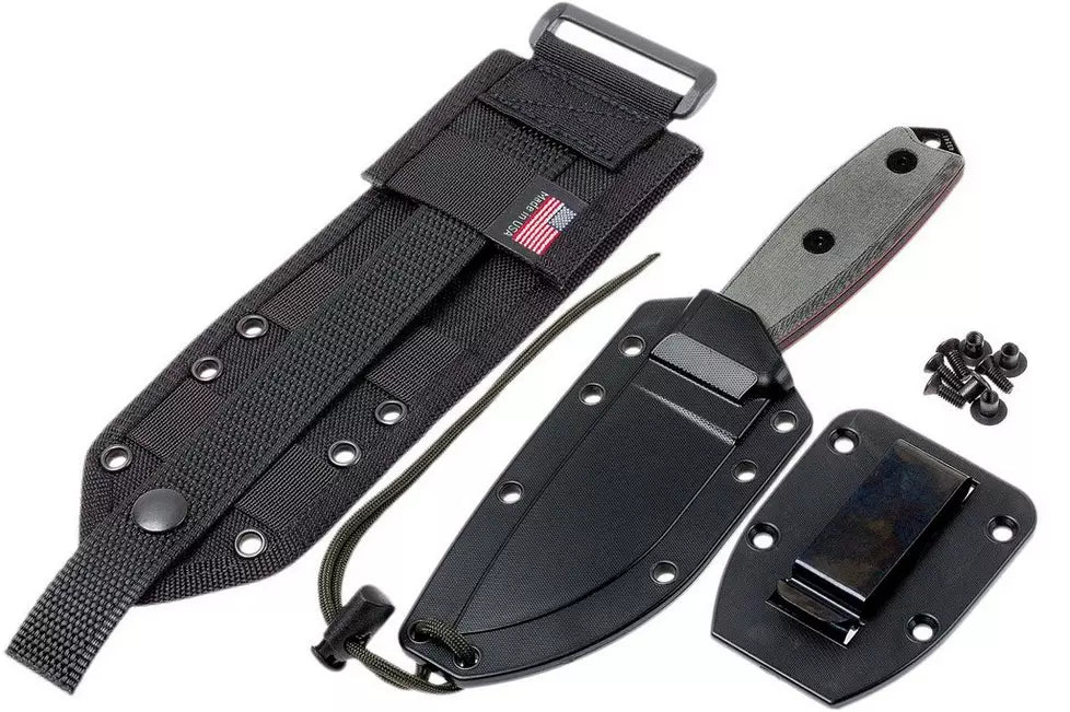 ESEE Model 3 black blade, grey handle 3P-MB-B with sheath + clip and MOLLE-back