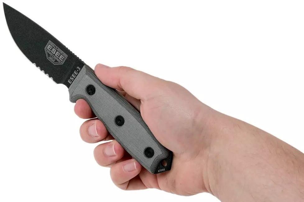 ESEE Knives Model 3 Part Serrated Black Blade 3S