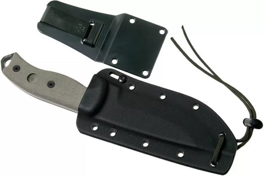 ESEE Model 5 OD blade, desert tan handle with kydex sheath+ belt clip