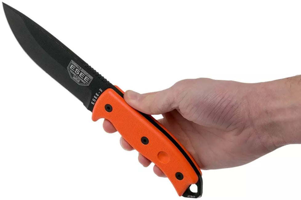 ESEE Model 5 Orange 5P-B-OR survival knife with kydex sheath