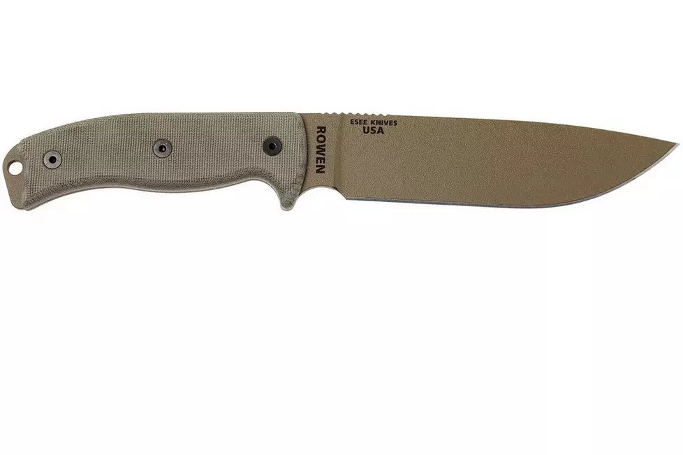 ESEE Model 6 Tactical Dark Earth Fixed Knife 5.75" Powder Coated 1095HC Steel Drop Point Blade Linen Micarta Handle 6PDE
