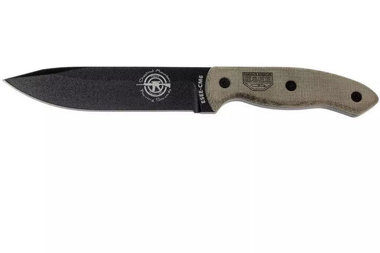 ESEE CM6 Combat Tactical Black Plain Edge Micarta Knife (CM-6-TG-CAN)