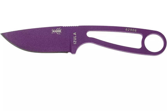 ESEE Izula Purple Neck Knife with Survival Kit - 2.875" Carbon Blade, Purple Powder Coat, White Sheath,