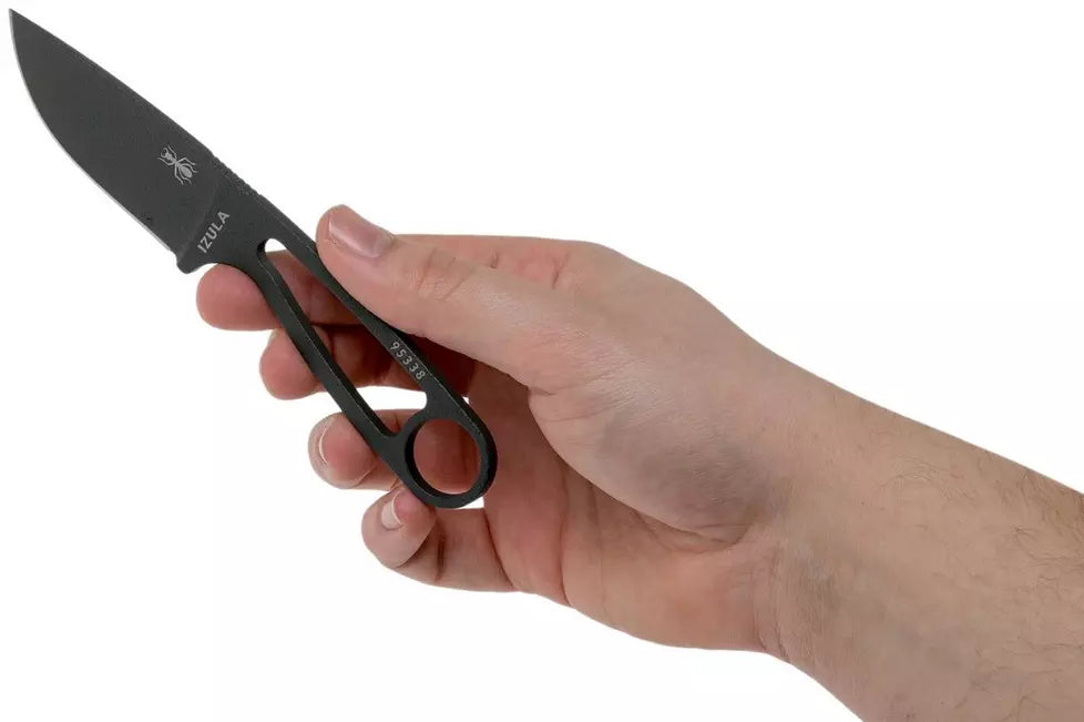 ESEE IZULA Black Neck Knife Fixed 2.875" 1095 Carbon Blade, Black Sheath, Complete Survival Kit