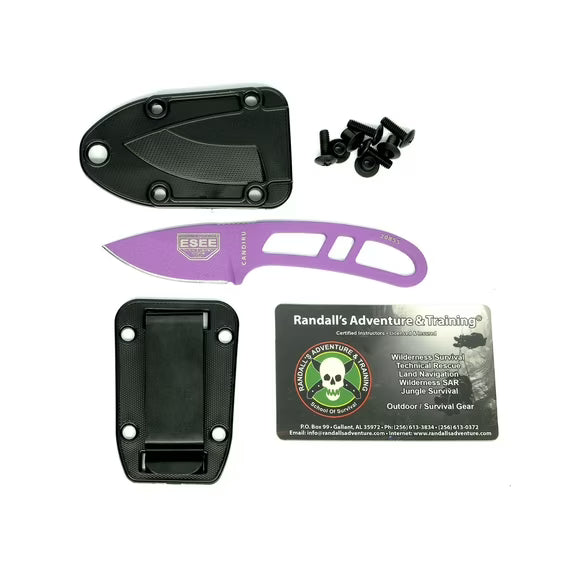 ESEE Candiru Fixed Blade Knife 2in Plain Edge Purple Skeletonized ESEECANPURBK