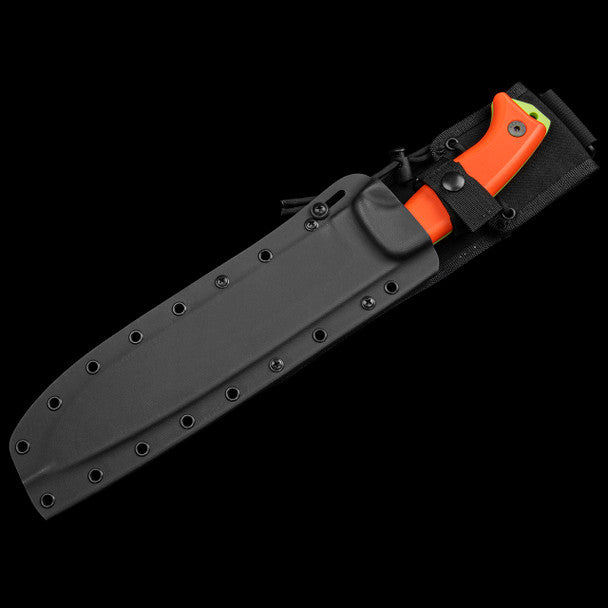 ESEE-JUNGLAS-VG, Venom Green Plain Edge Fixed Blade, Black Kydex Sheath