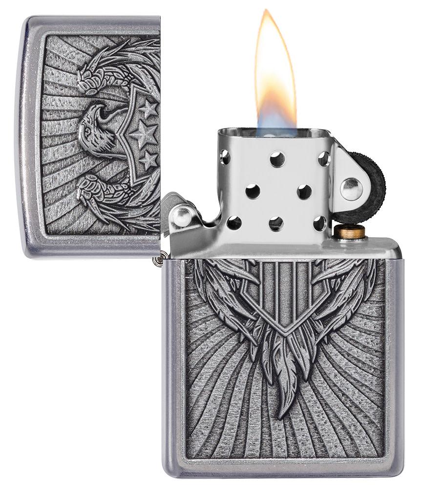 Eagle Shield Emblem Design Street Chrome™Windproof Lighter – Zippo Lighters UK - Shop now at Mjoutdoorsgear UK