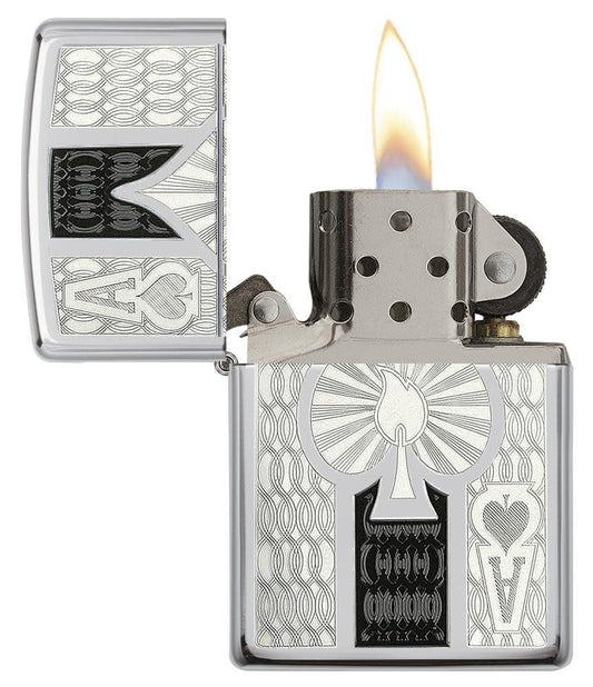 Engraved Intricate Spade Chrome Windproof Lighter – Zippo UK