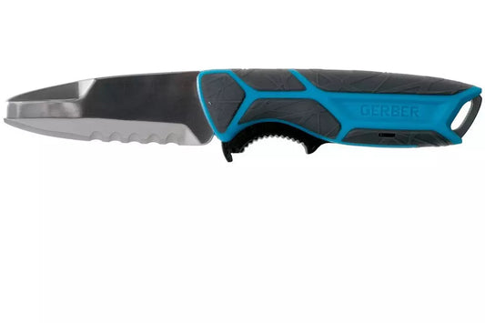 Gerber Fishing Series CrossRiver Salt Rx Fixed Blade Knife - 3" Blunt Tip Blade SaltRx Coated Blue