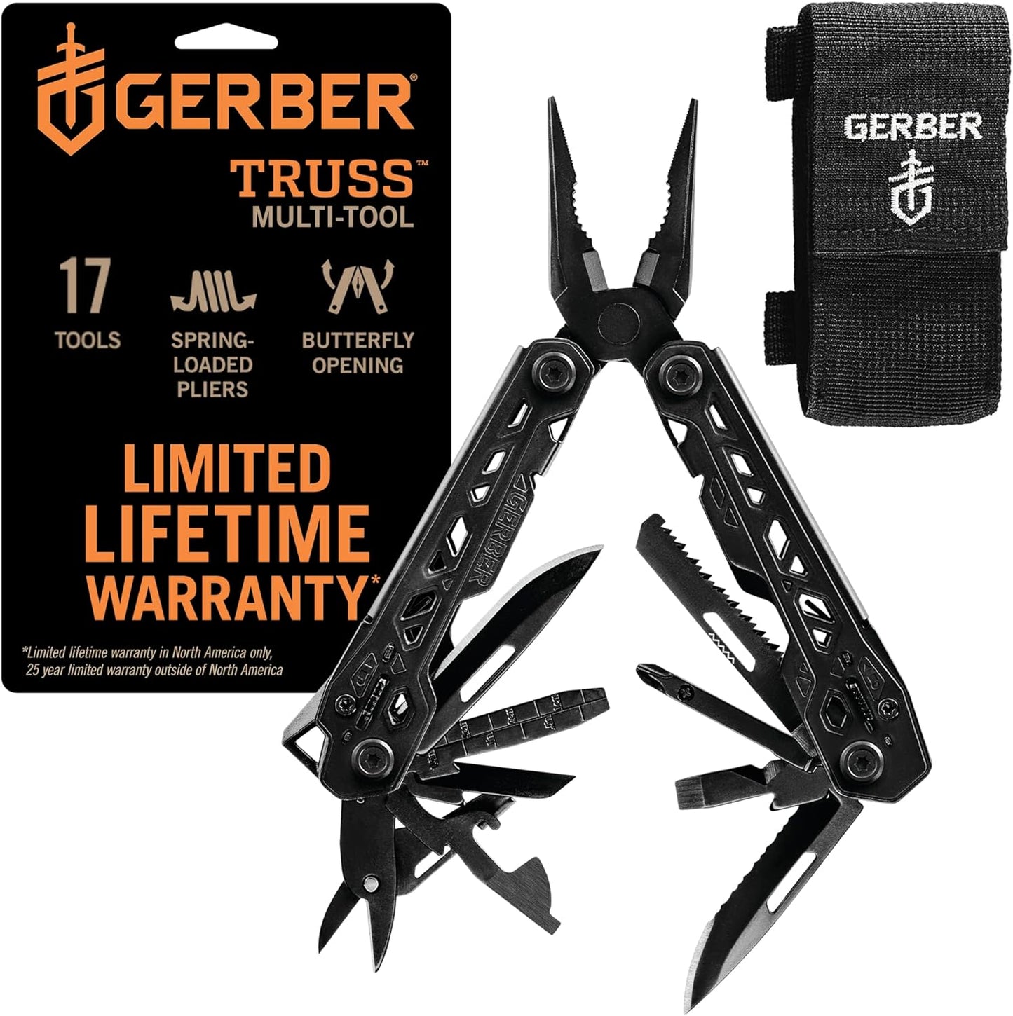 Gerber Truss Black Multi-Tool | 17-in-1 Professional Tool
