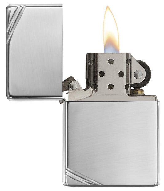 Zippo High Polish Chrome Vintage w/ Slashes Windproof Lighter