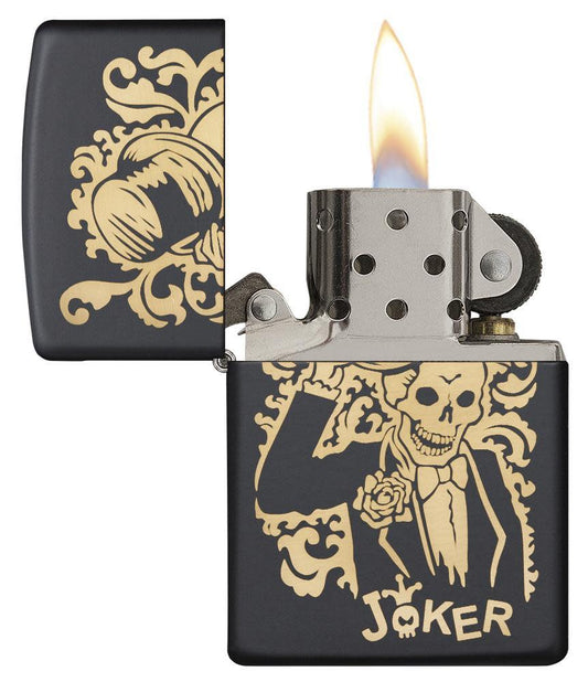 Zippo Bronze Joker Engraved Black Matte Lighter