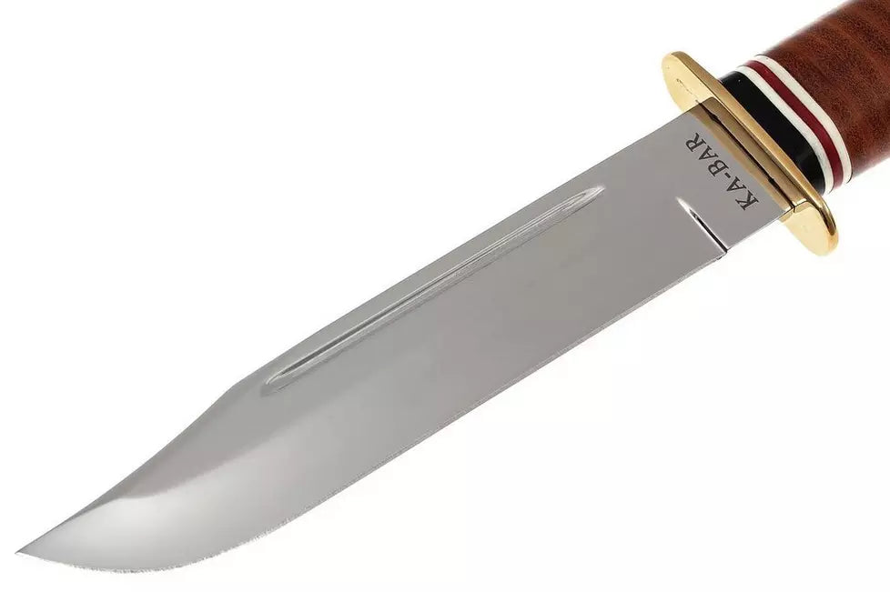 KA-BAR Marine Hunter-Stacked Leather Hndl, Leather Sheath