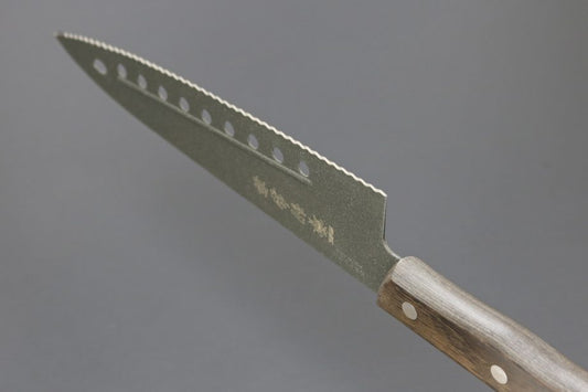 Kanetsune Gyutou Serrated FC-G210-S chef's knife brown wood stainless steel serrated edge